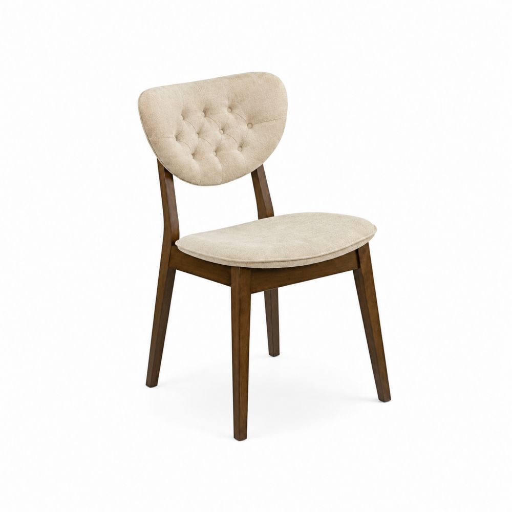 Silla de madera con tapizado en poliéster beige