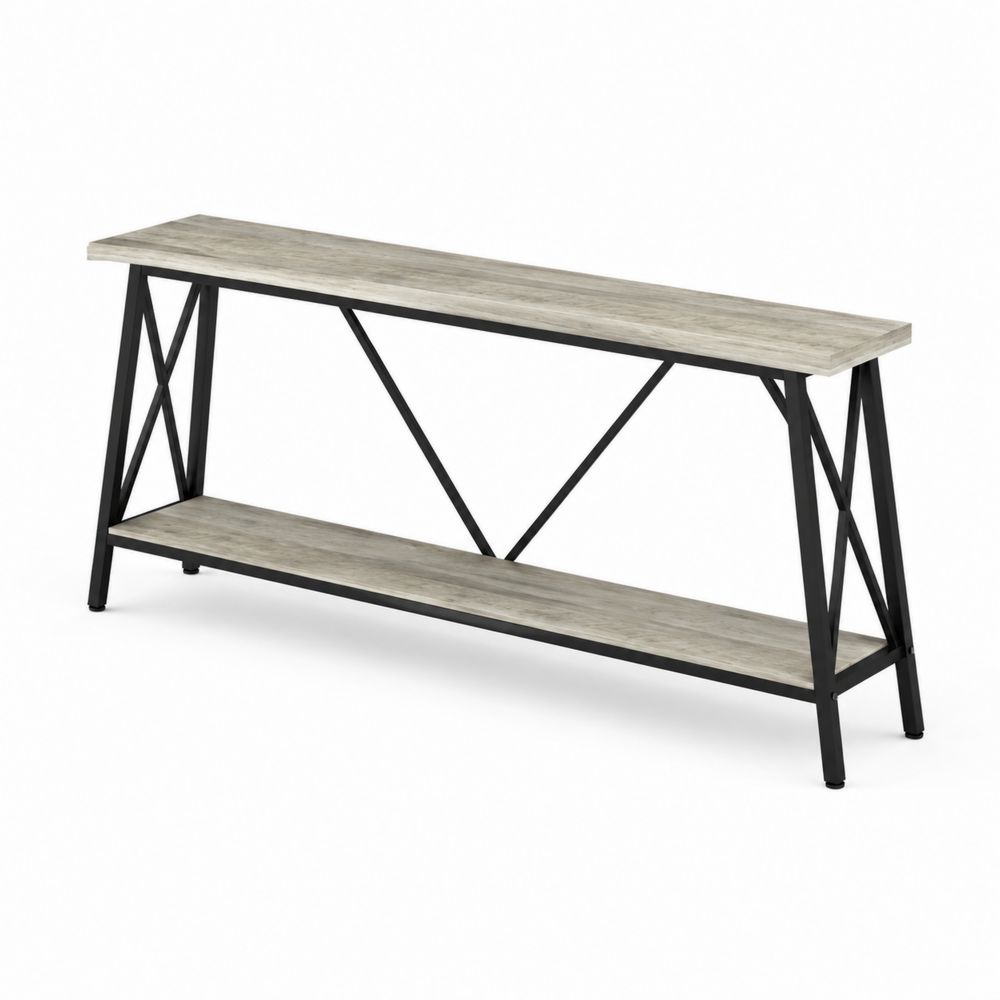 Mesa de entrada de madera y metal 120x40x80 cm Gris/Negro
