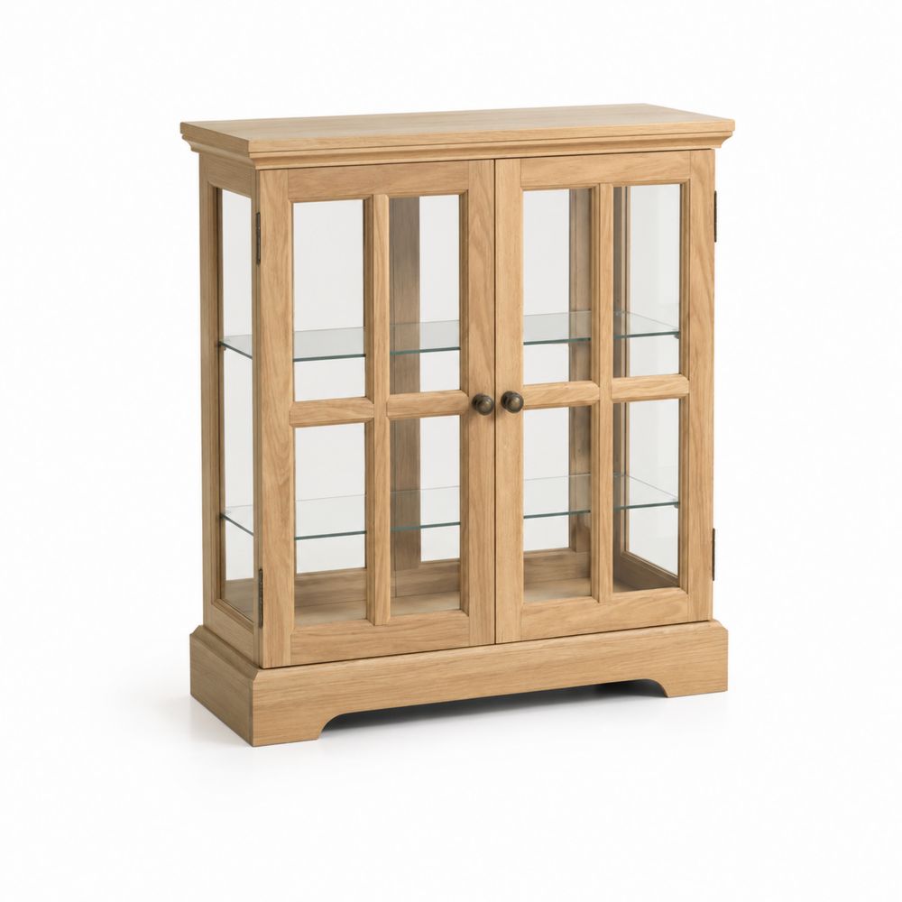 Vitrina de Roble con Puertas de Vidrio Templado
