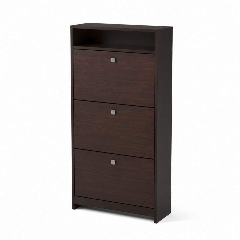 Zapatero de Madera MDF con Tres Compartimentos Marrón Oscuro 122 cm
