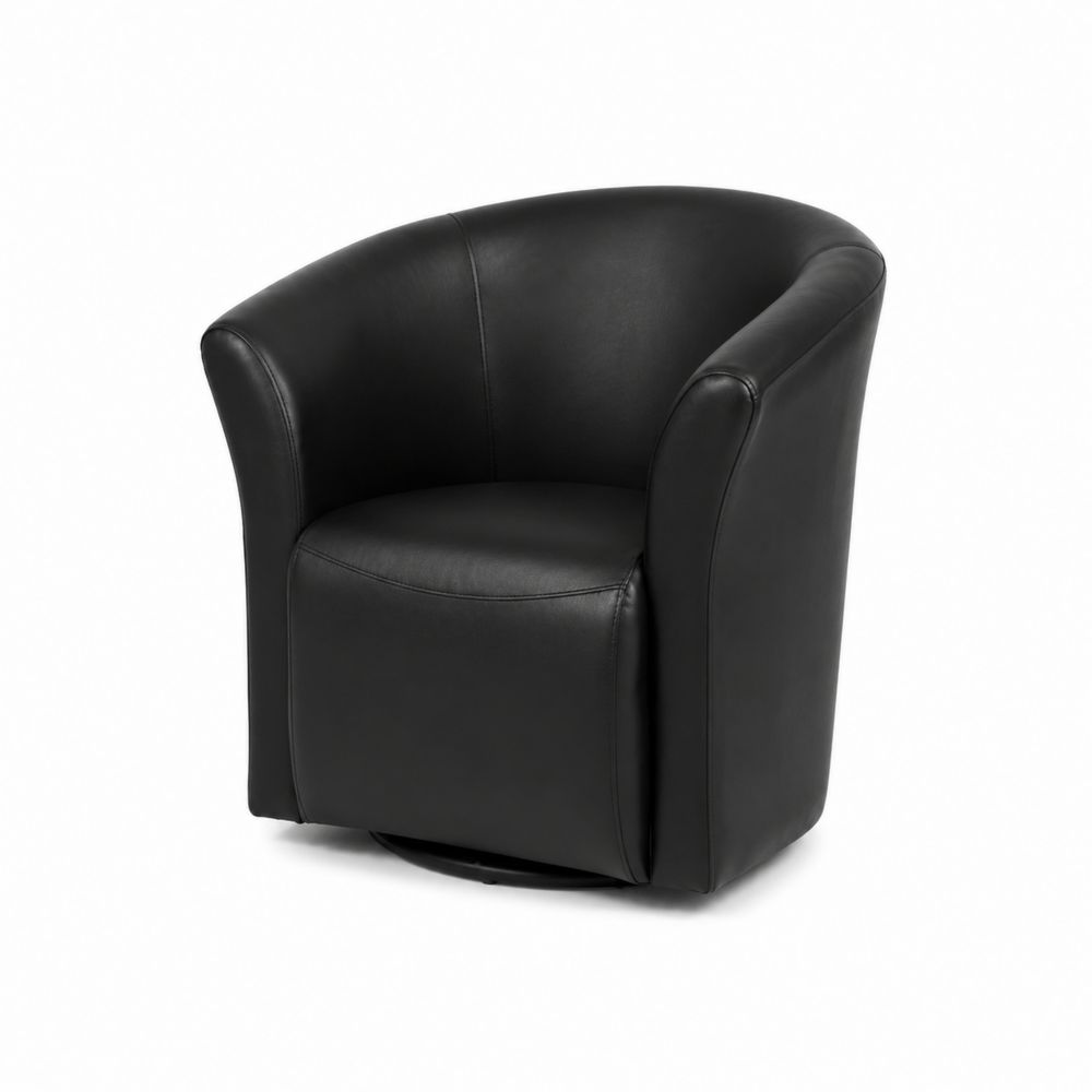 Silla Giratoria de Cuero Sintético Negro 70x70x75 cm