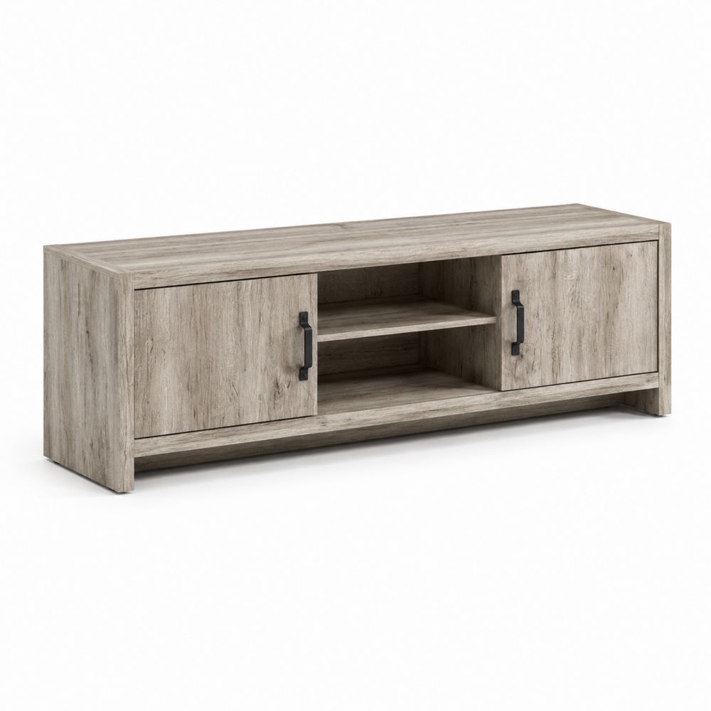 Mueble para TV de MDF con puertas y estantes 150x40x50 cm Roble