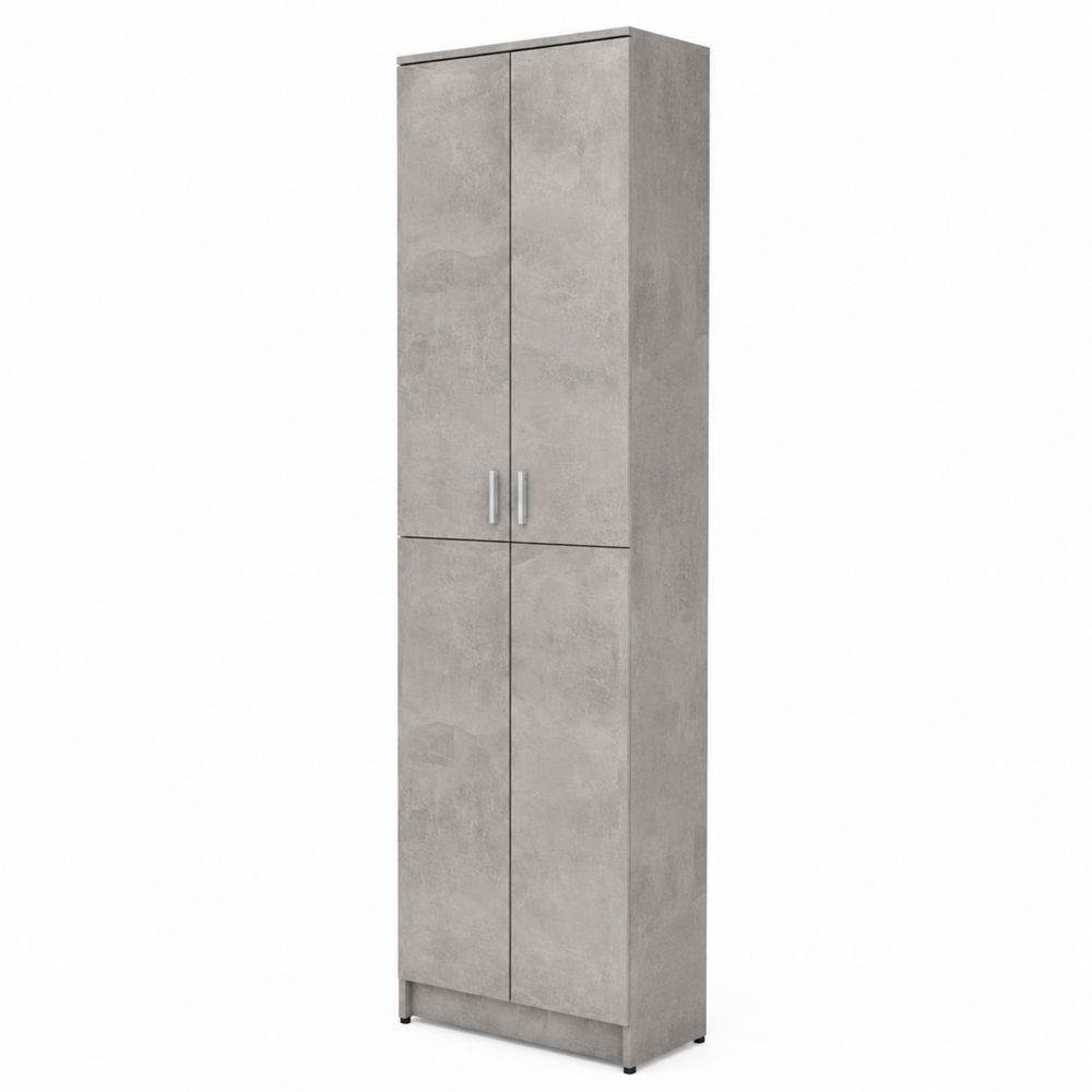 Armario alto de madera gris con 4 puertas