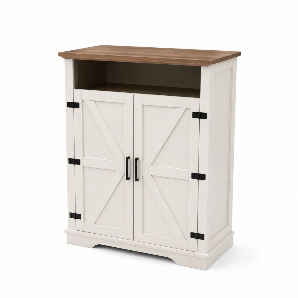 Aparador de Madera y MDF Blanco/Marrón Claro