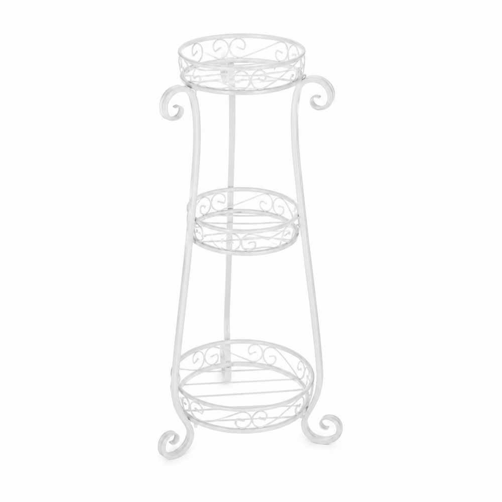 Soporte Metálico Blanco para Plantas de 3 Niveles
