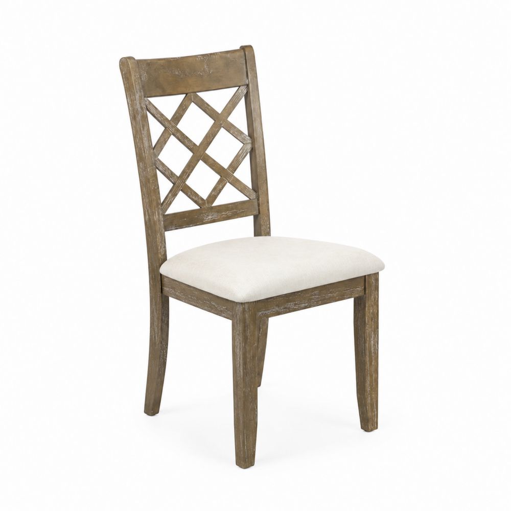 Silla de madera con asiento de lino beige