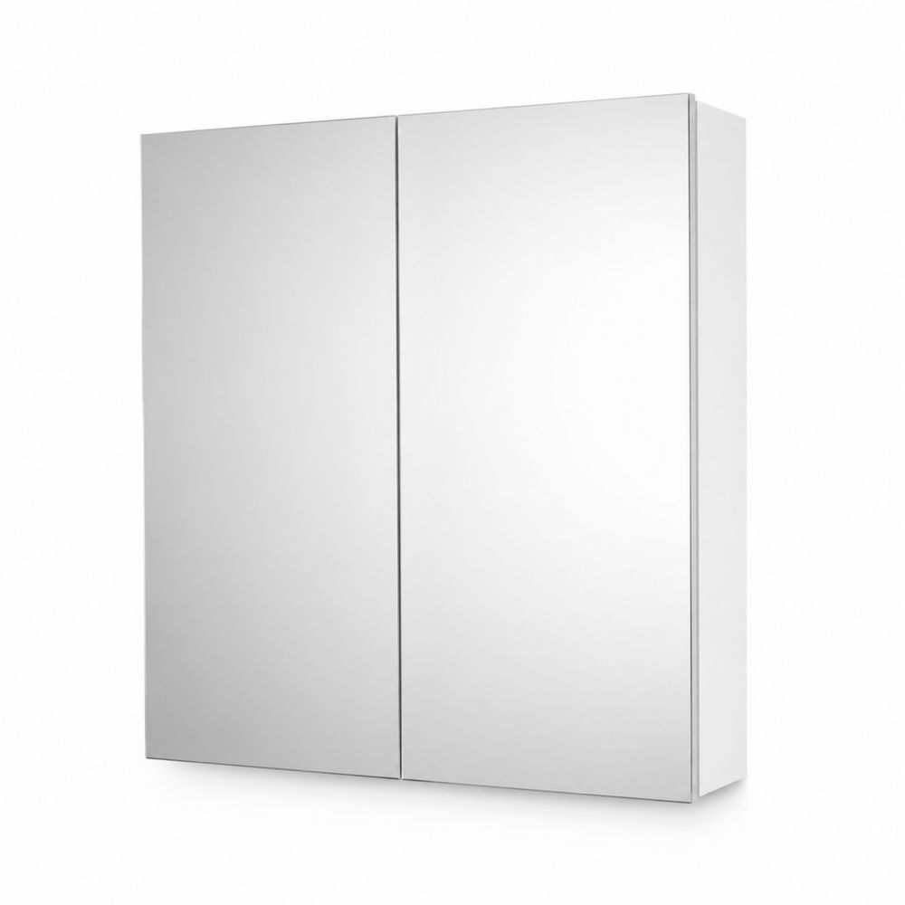 Armario de baño con espejo de cristal templado y acero inoxidable 60x70x15 cm
