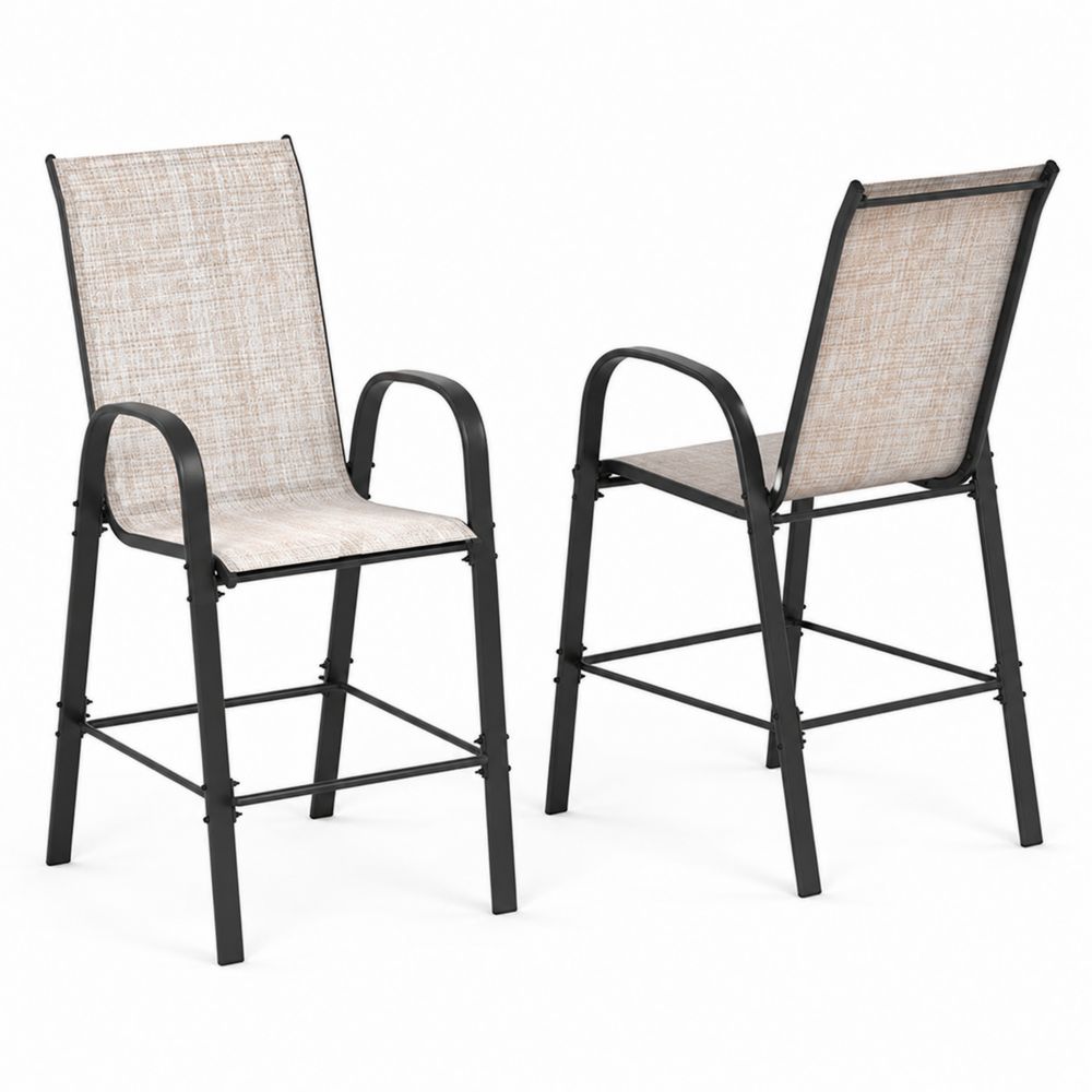 Juego de 2 sillas de acero con asiento de malla Textilene Beige