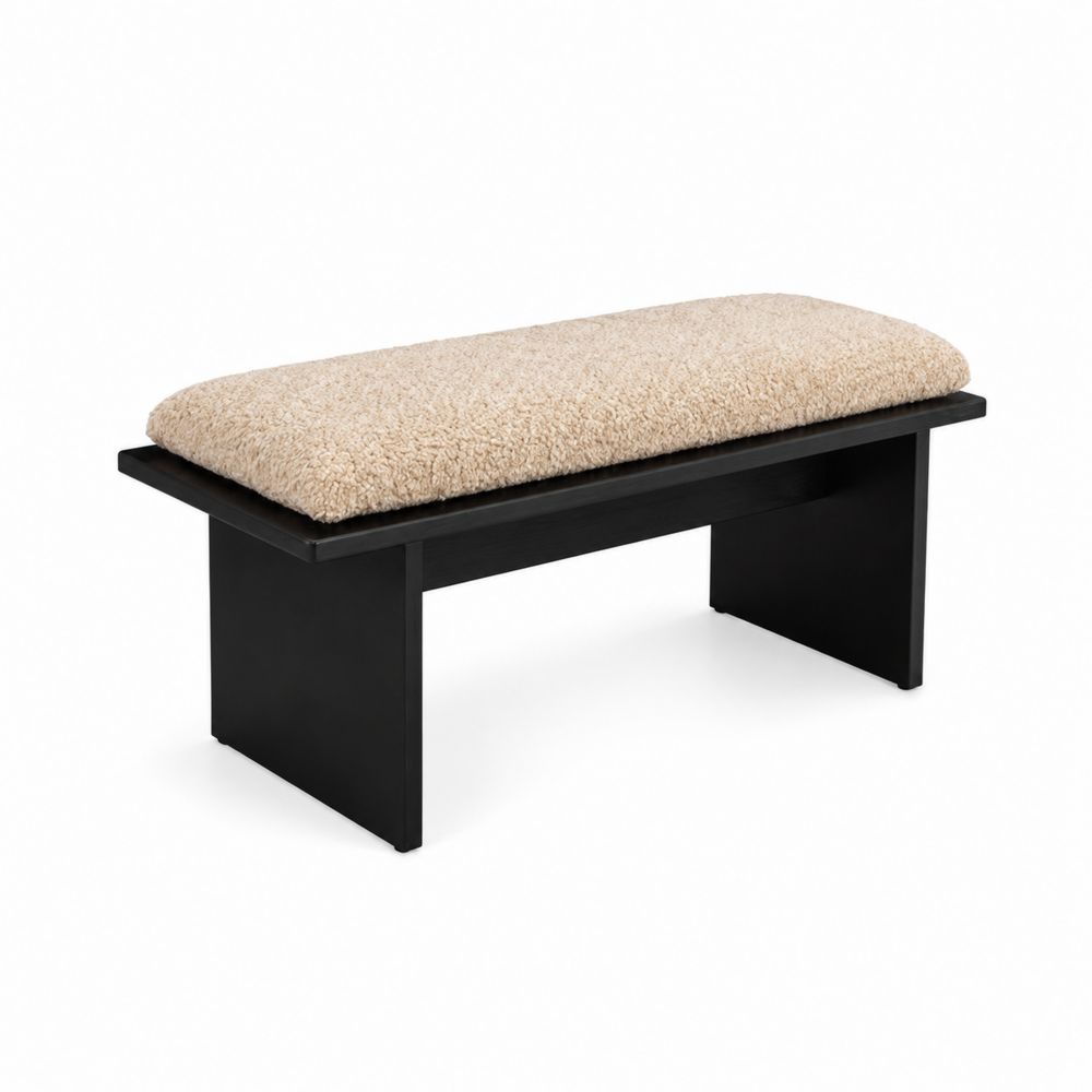 Banco rectangular de madera y poliéster