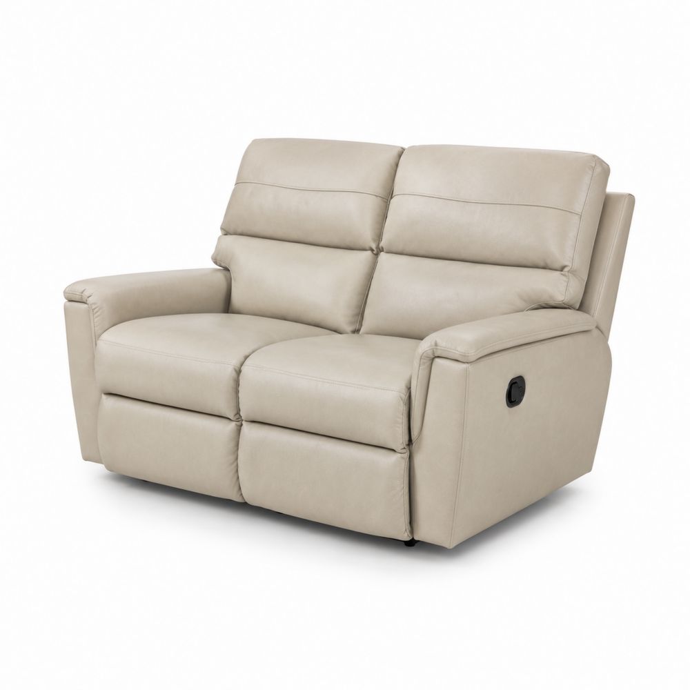 Sofá reclinable de dos plazas de cuero sintético beige