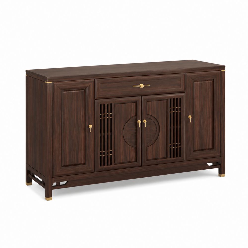 Aparador de Madera de Nogal con Puertas y Cajón 150x40x85 cm Marrón
