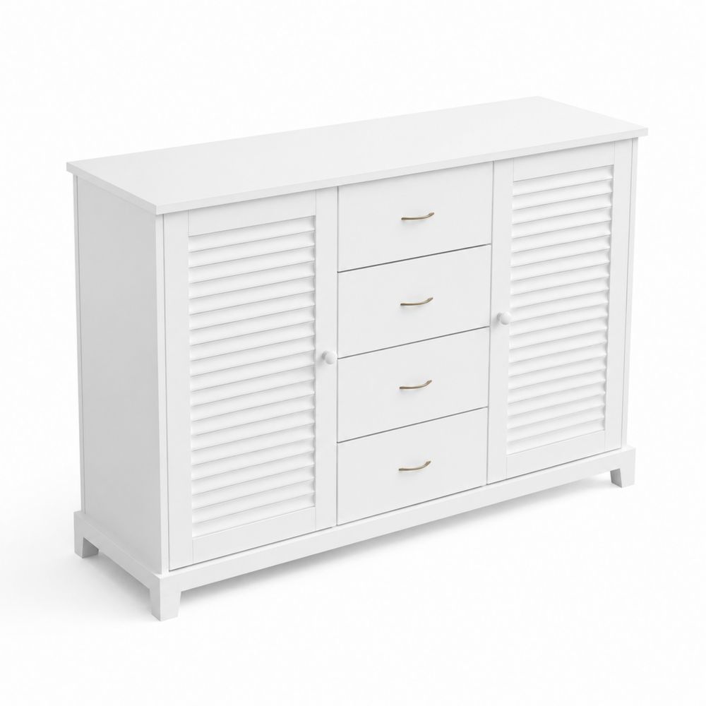 Aparador de Madera con 4 Cajones y 2 Puertas Blanco