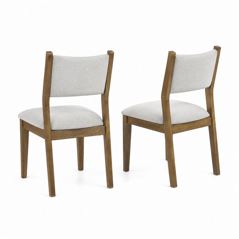 Set de 2 sillas de madera con asiento de poliéster gris