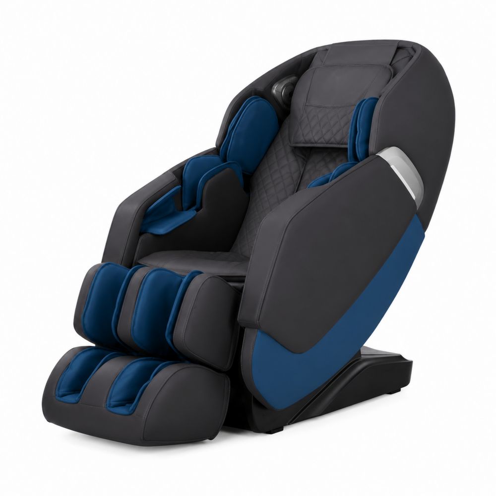 Sillón de Masaje Reclinable de Poliuretano Negro y Azul