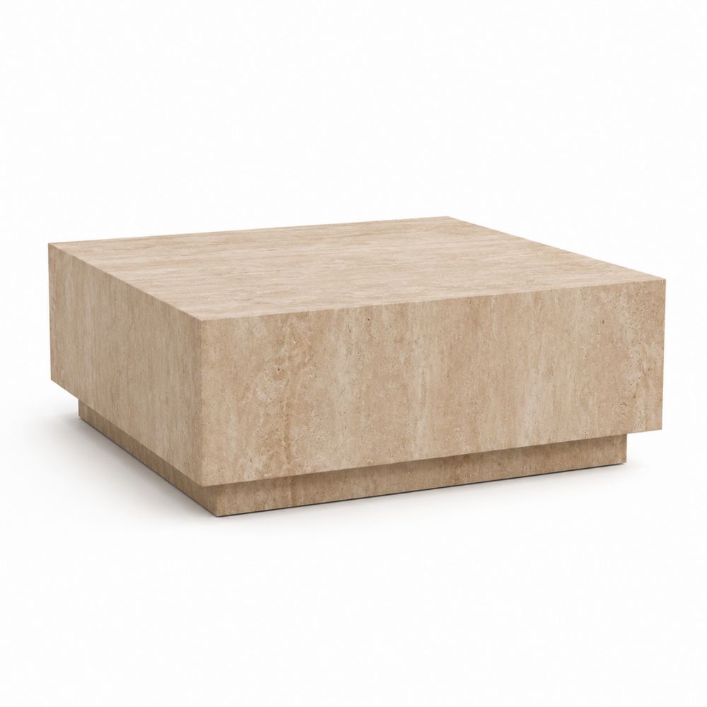 Mesa de centro de travertino beige 80x80x40 cm