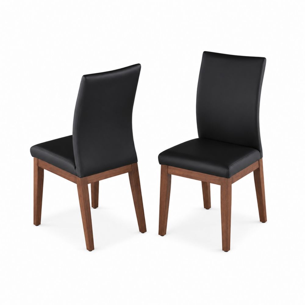 Sillas de Madera y Cuero Sintético Negro (Juego de 2)