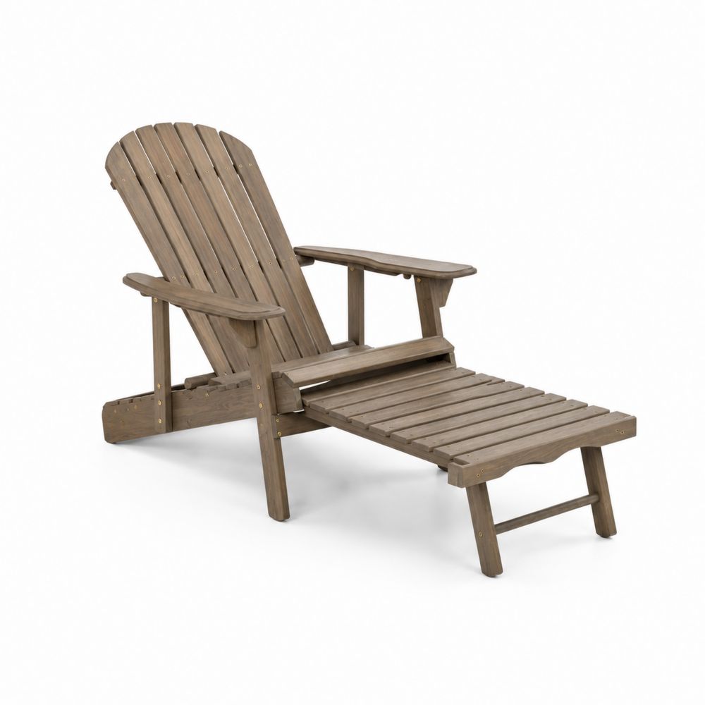 Silla Adirondack de Madera de Pino con Reposapiés Marrón