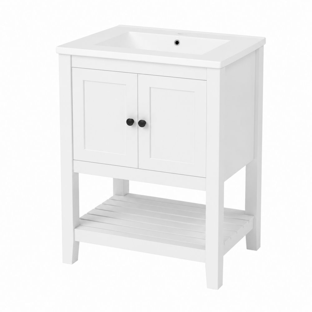 Mueble de lavabo de madera con puerta y estante Blanco