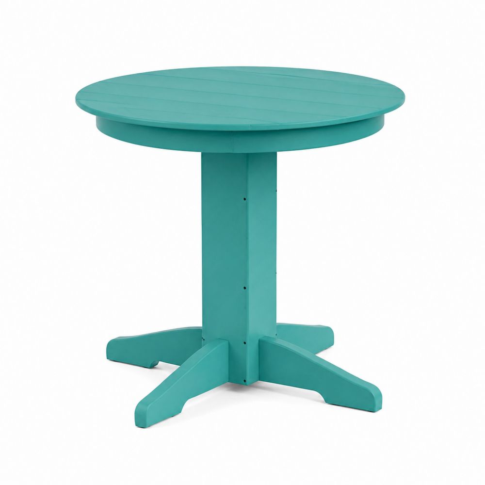 Mesa redonda de exterior 90cm plástico turquesa