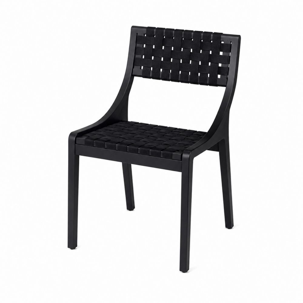 Silla de resina negra con asiento y respaldo de poliéster tejido