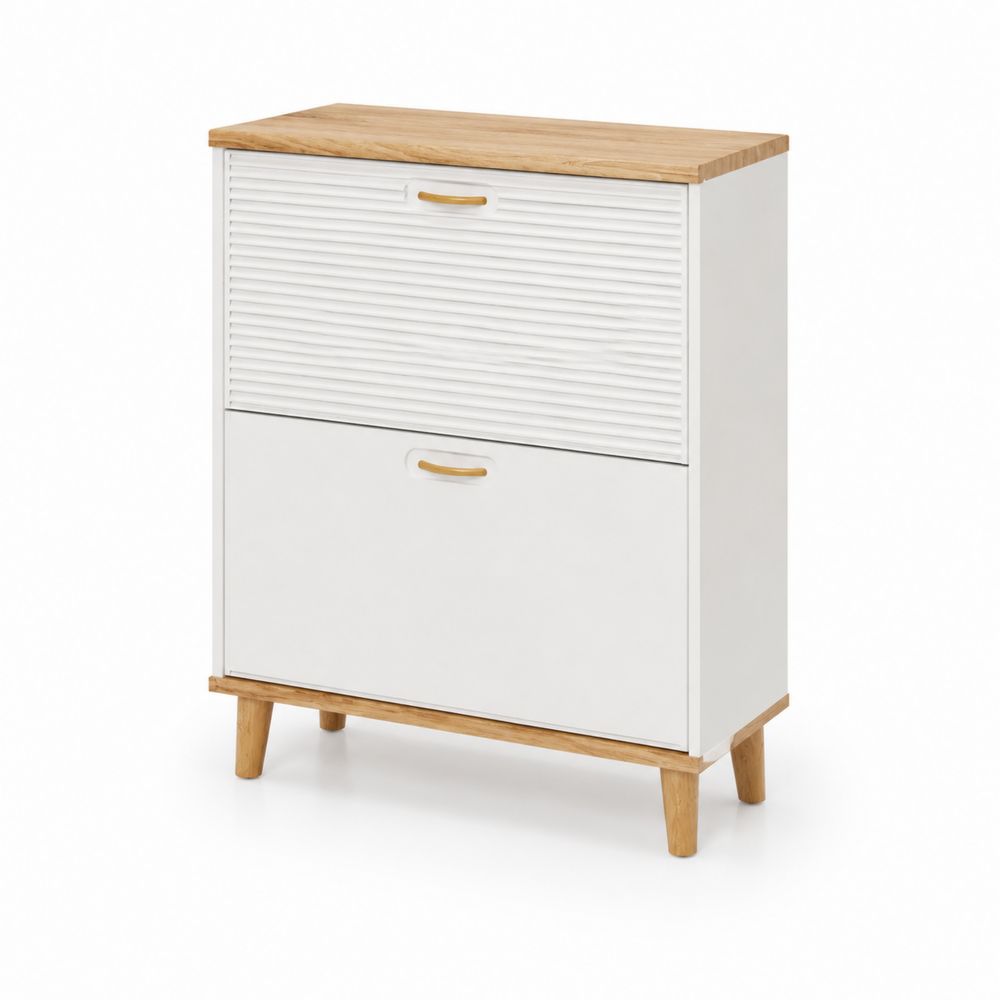 Aparador de MDF lacado y madera de roble 80x35x90 cm