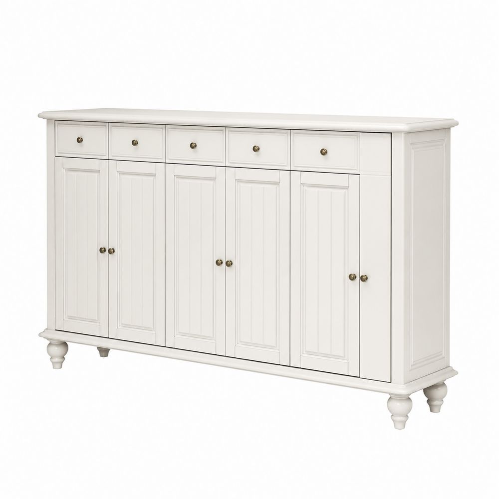 Zapatero de MDF Blanco con 5 Puertas y 5 Cajones