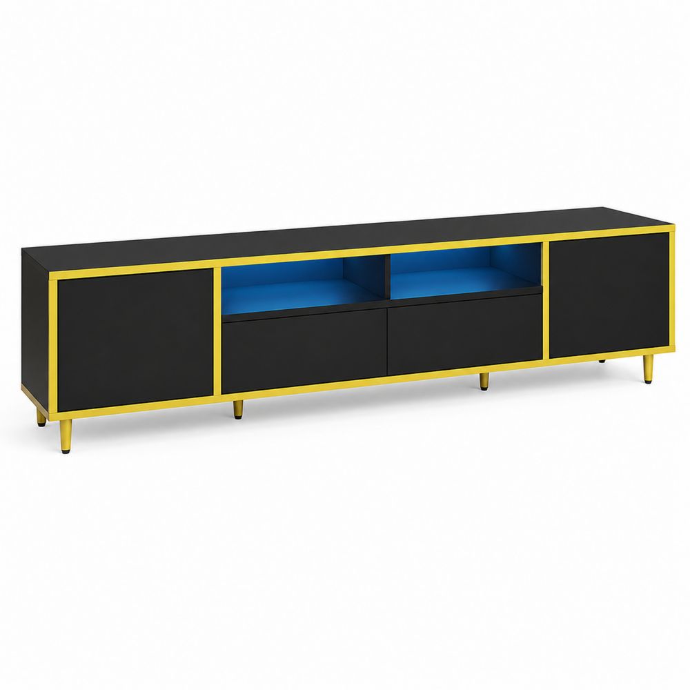 Mueble de TV de MDF con Marco Metálico Negro/Dorado