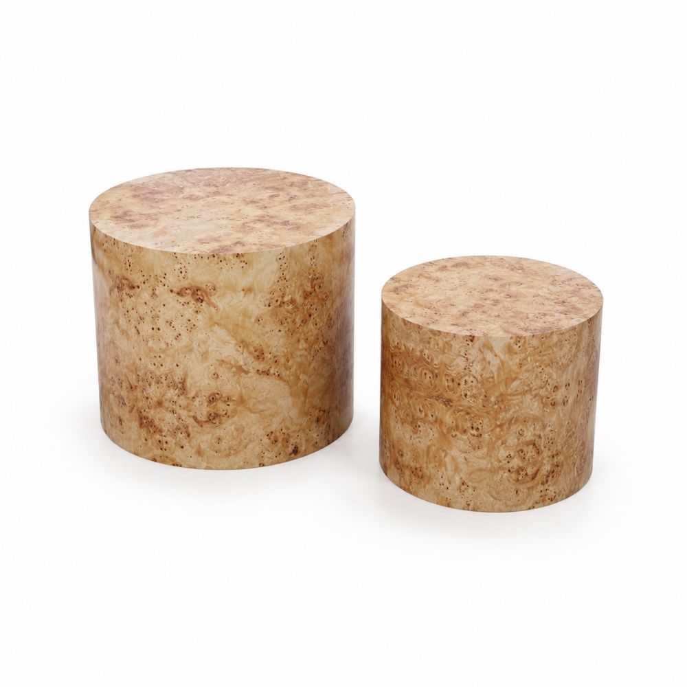 Conjunto de Mesas Nido Redondas de Madera de Álamo