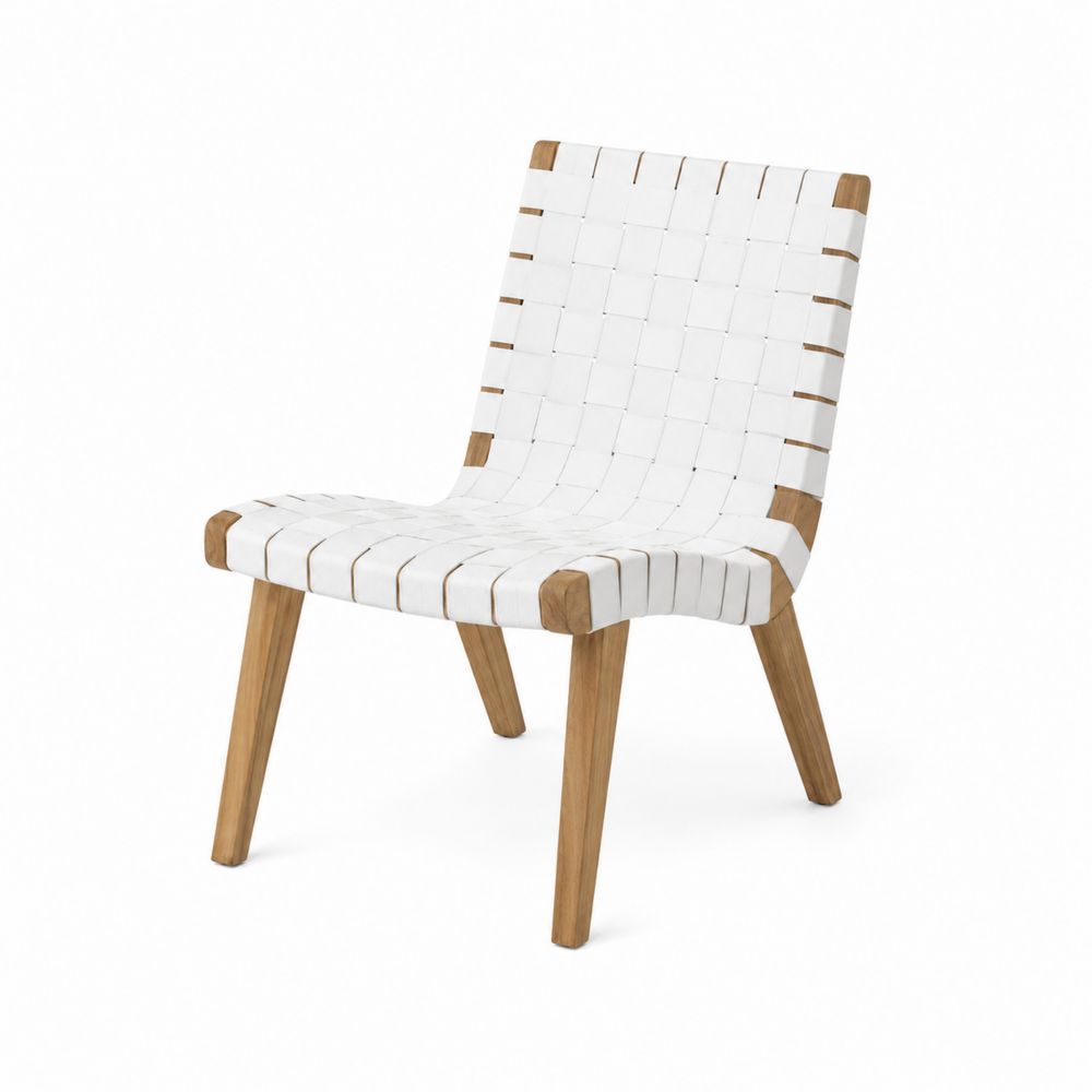 Fauteuil en bois avec sangles blanches