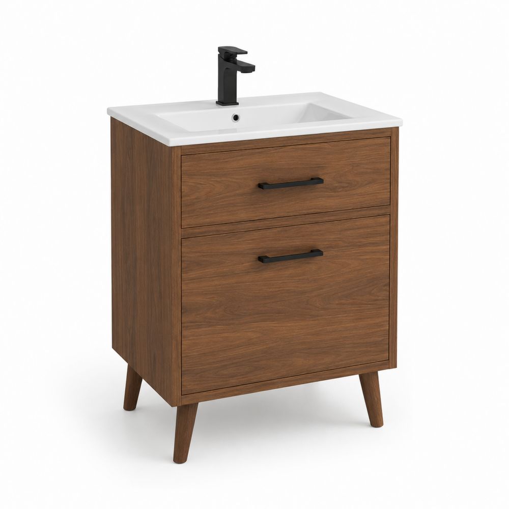 Meuble lavabo en bois avec vasque en céramique