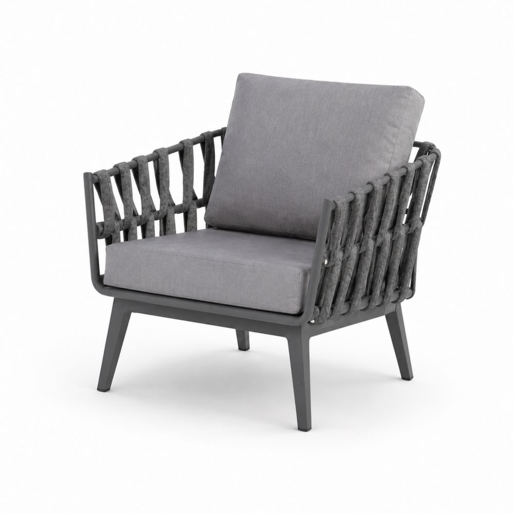 Fauteuil en aluminium et corde en polyester gris