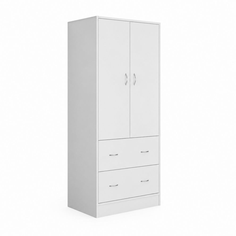 Armario de dos puertas y dos cajones blanco MDF acabado melamínico