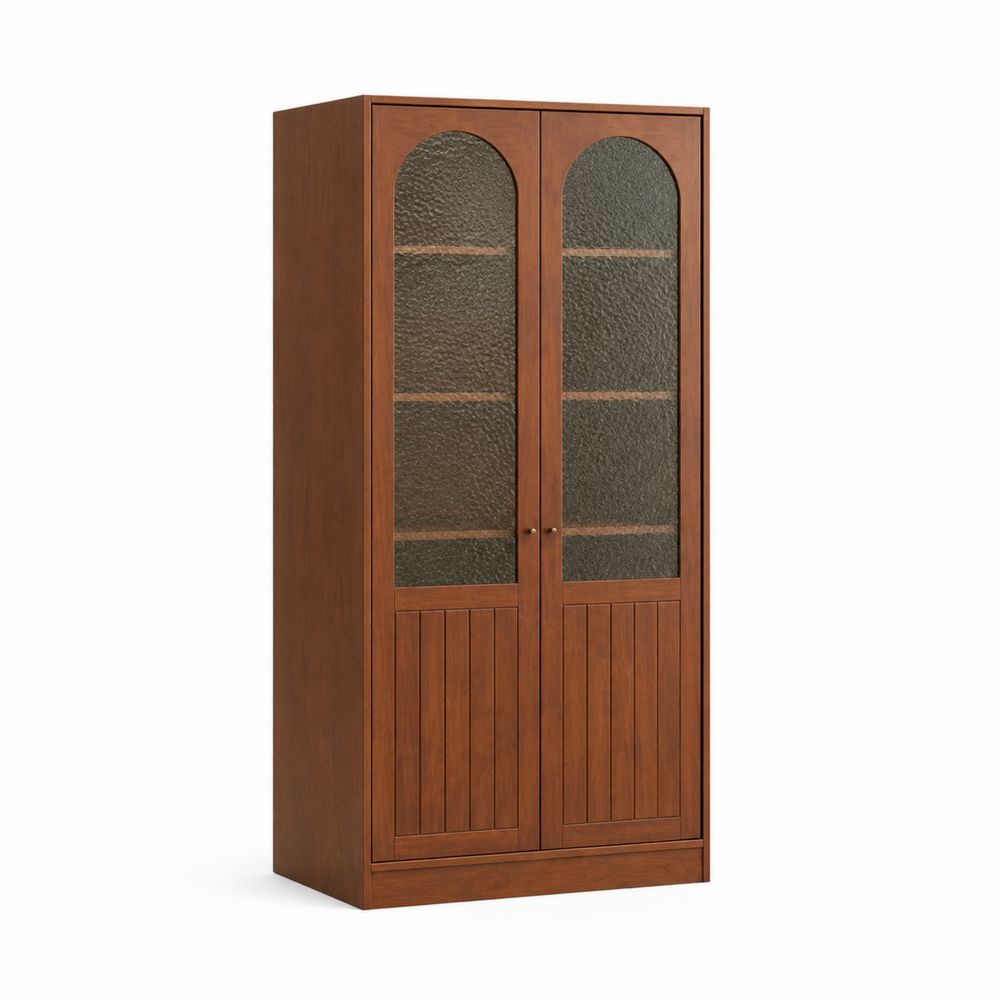 Armario de Madera con Puertas de Vidrio Marrón