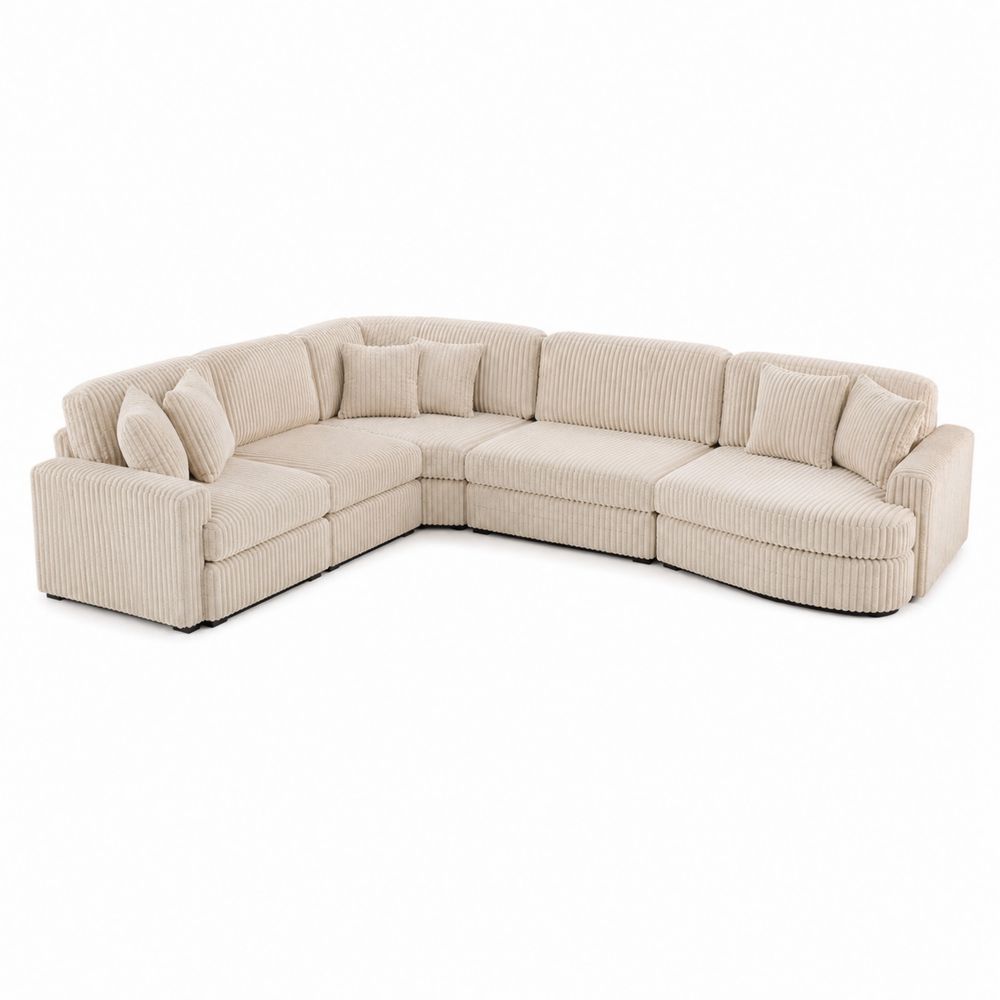 Sofá modular en L de pana beige