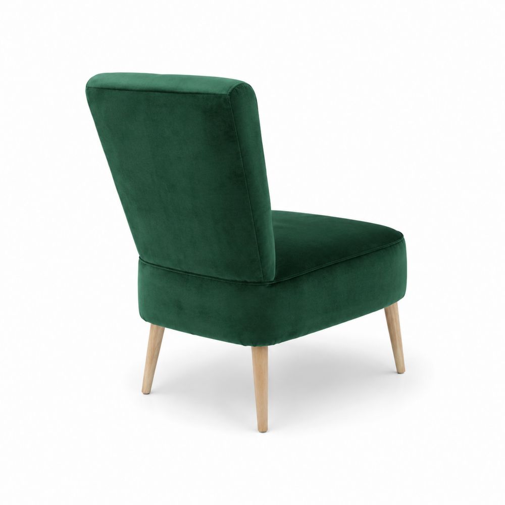 Silla de terciopelo verde con patas de madera 75x65x80 cm
