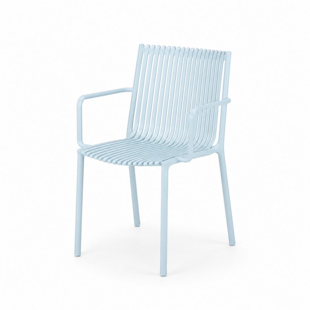 Silla de aluminio azul claro con brazos 80x60x58 cm