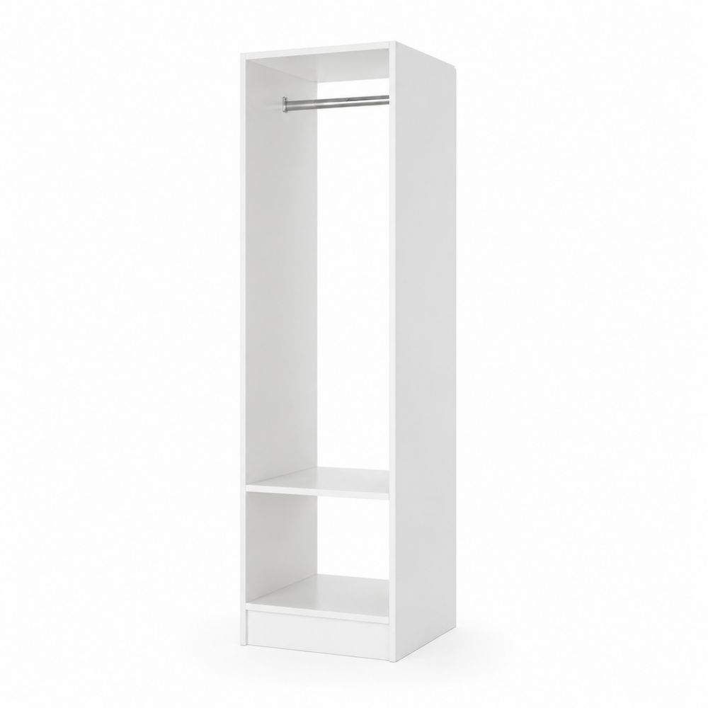 Armario de melamina blanca con barra y estantes 180x60x40 cm