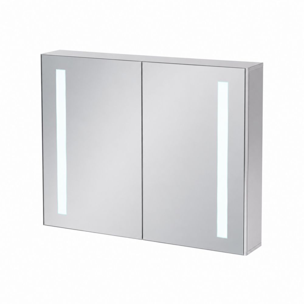 Armario de baño con espejo LED 70x60x15 cm metal y vidrio
