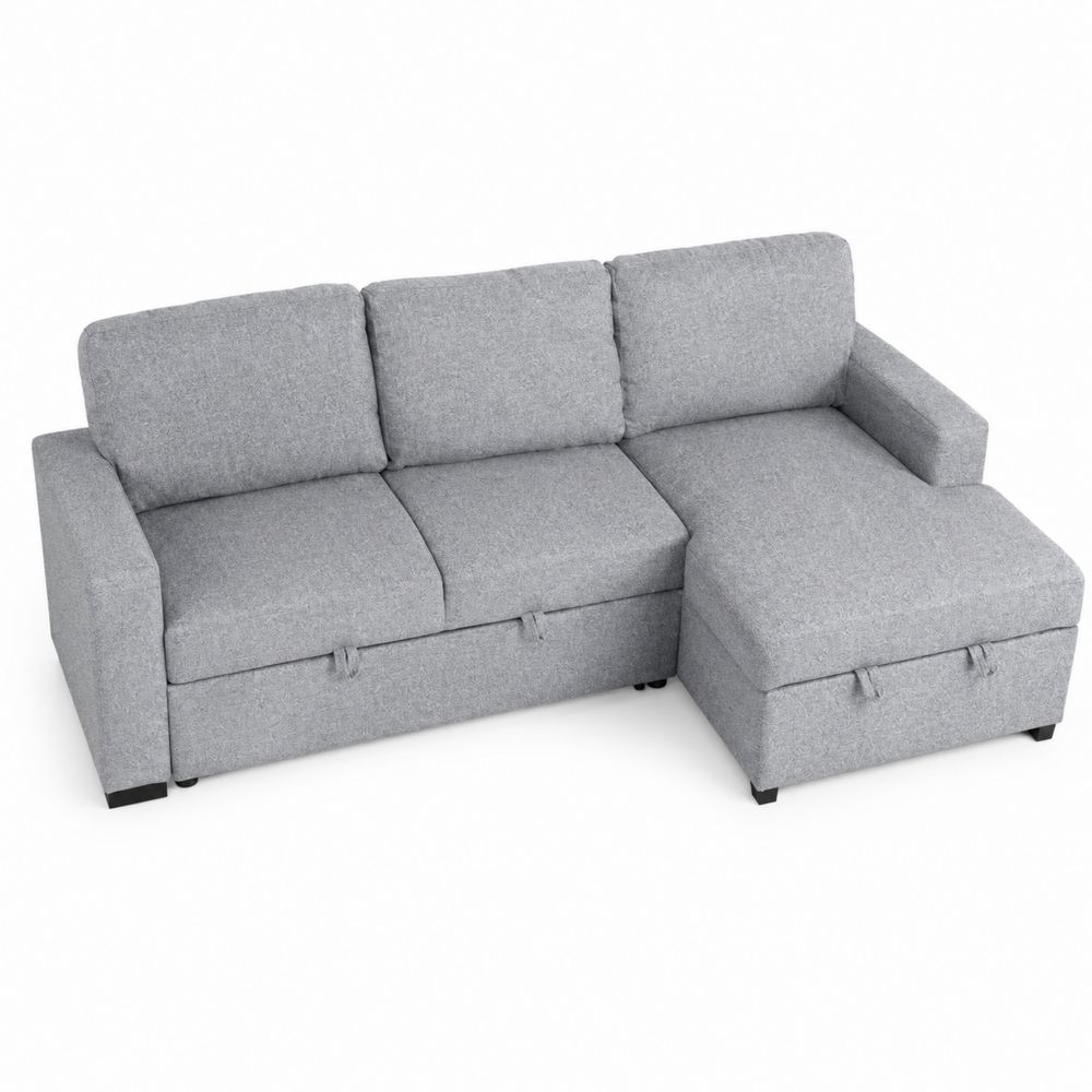 Sofá modular esquinero 3 plazas tela gris 200x140x85 cm