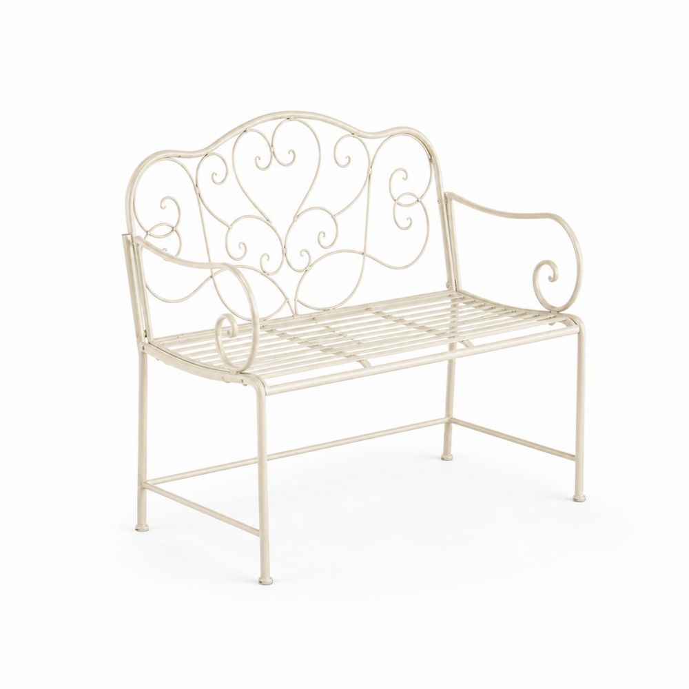 Banco de Jardín de Hierro Ornamental Beige 120x45x90 cm