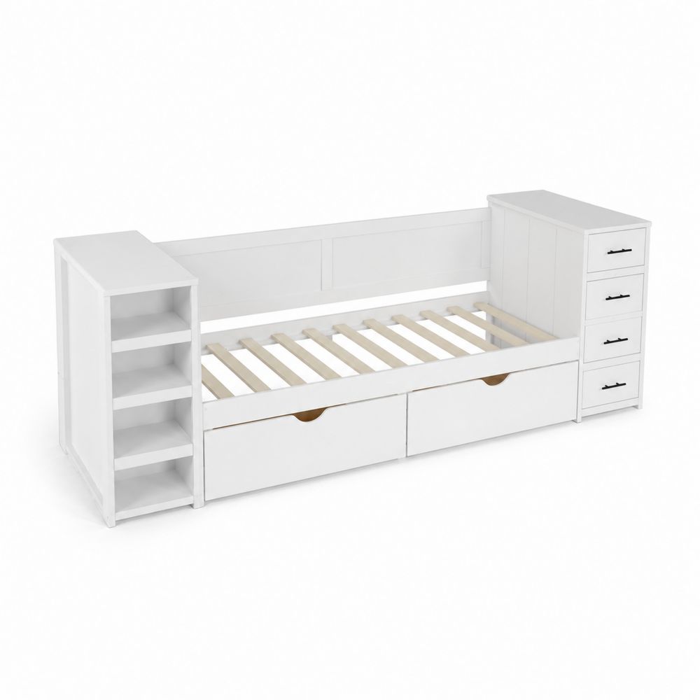 Cama con Almacenaje de Madera de Pino Blanca