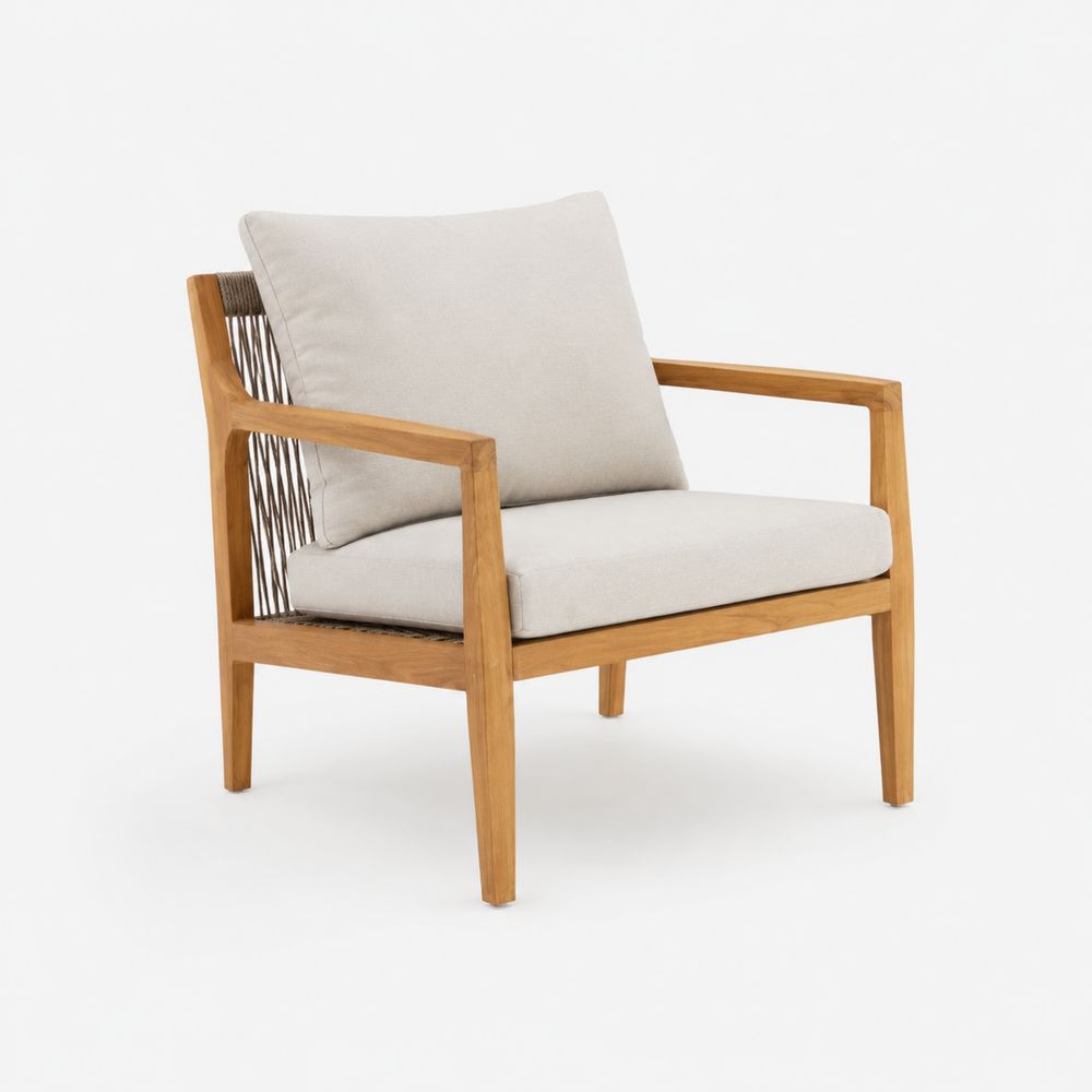 Sillón de madera de teca con cojines de poliéster