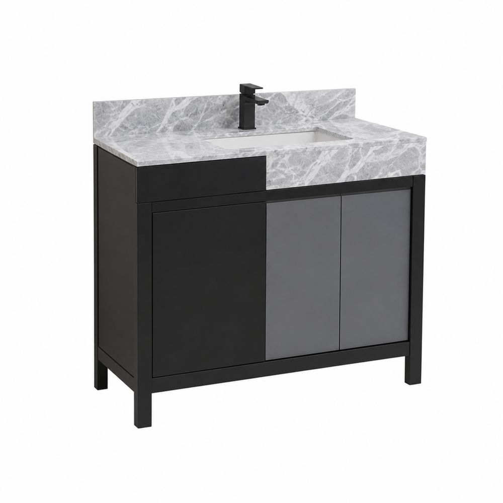 Mueble de lavabo con encimera de mármol gris y negro 80x45x85 cm