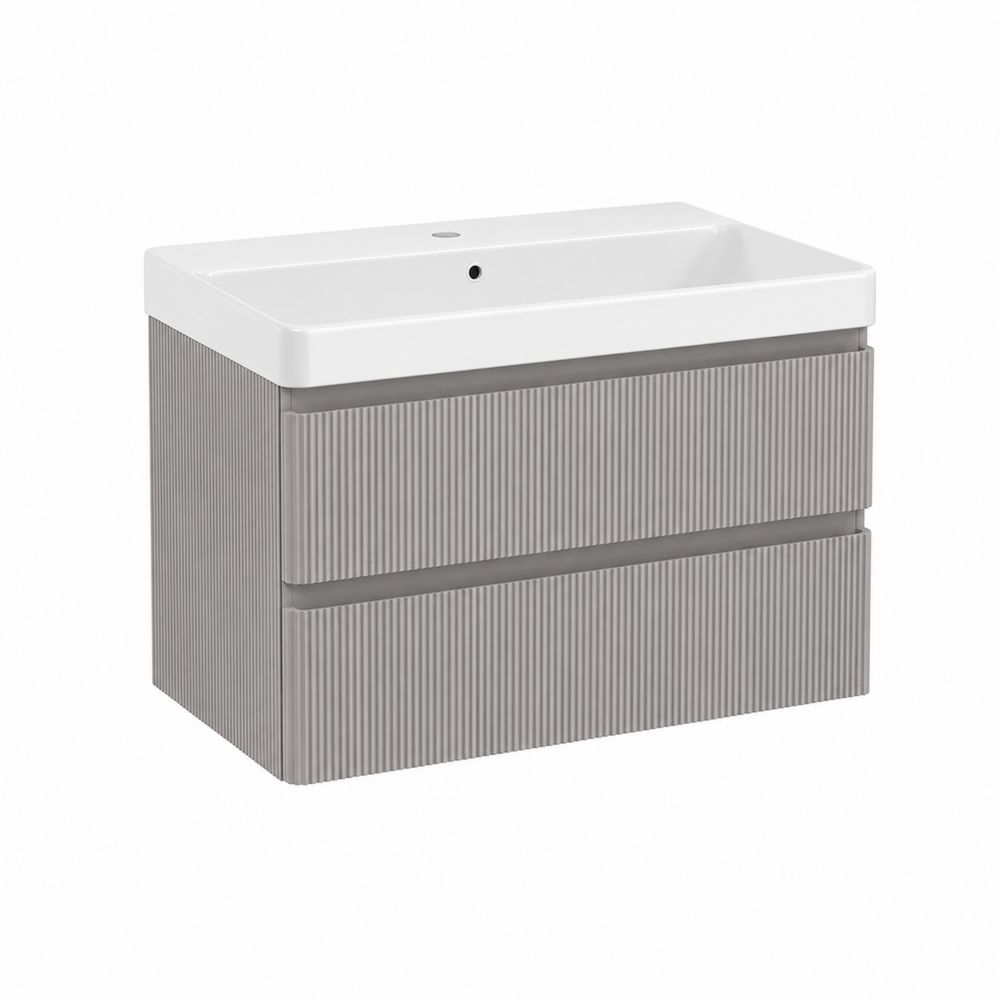 Mueble de MDF Gris con Lavabo de Cerámica Blanca 60x45 cm