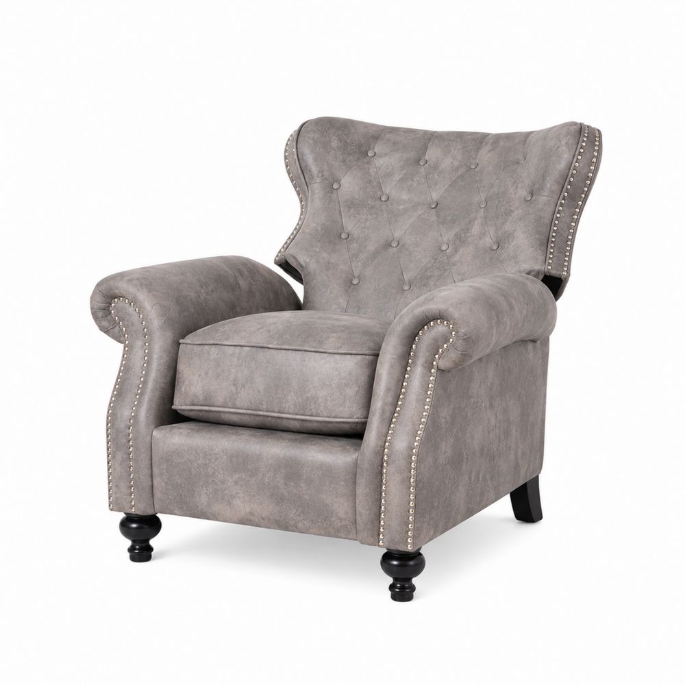 Sillón Vintage de Microfibra Gris