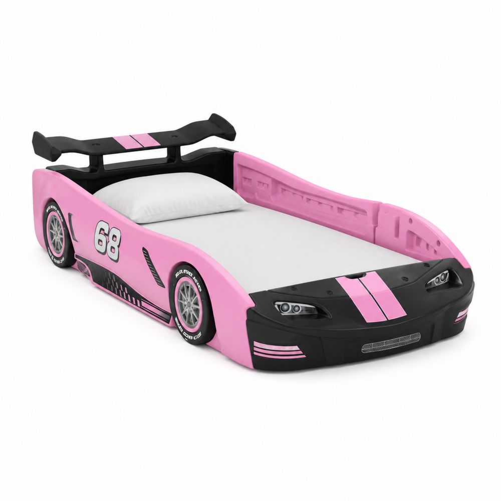 Cama Infantil de Coche de Carreras Plástico ABS Rosa 200x90 cm