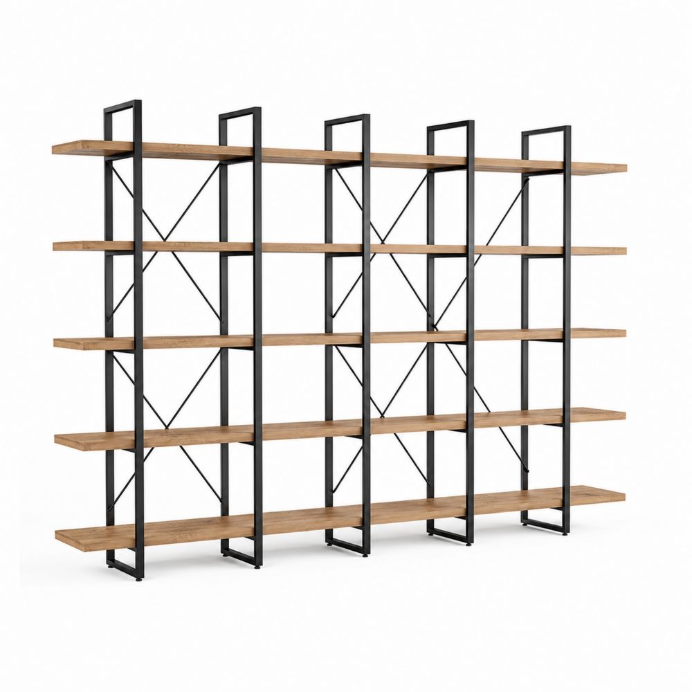 Estantería de Madera y Metal Negro 200cm Ancho