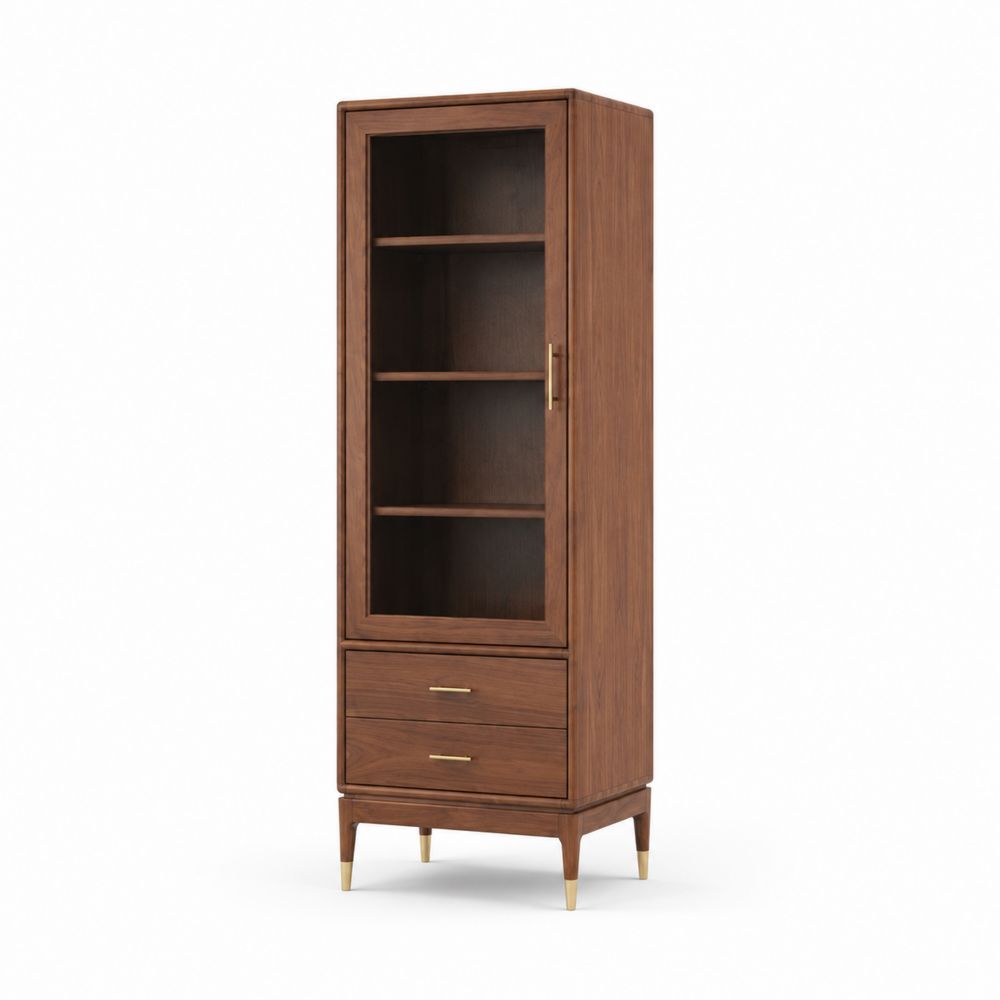 Librería de madera con puertas de vidrio templado 60x40x180 cm Marrón