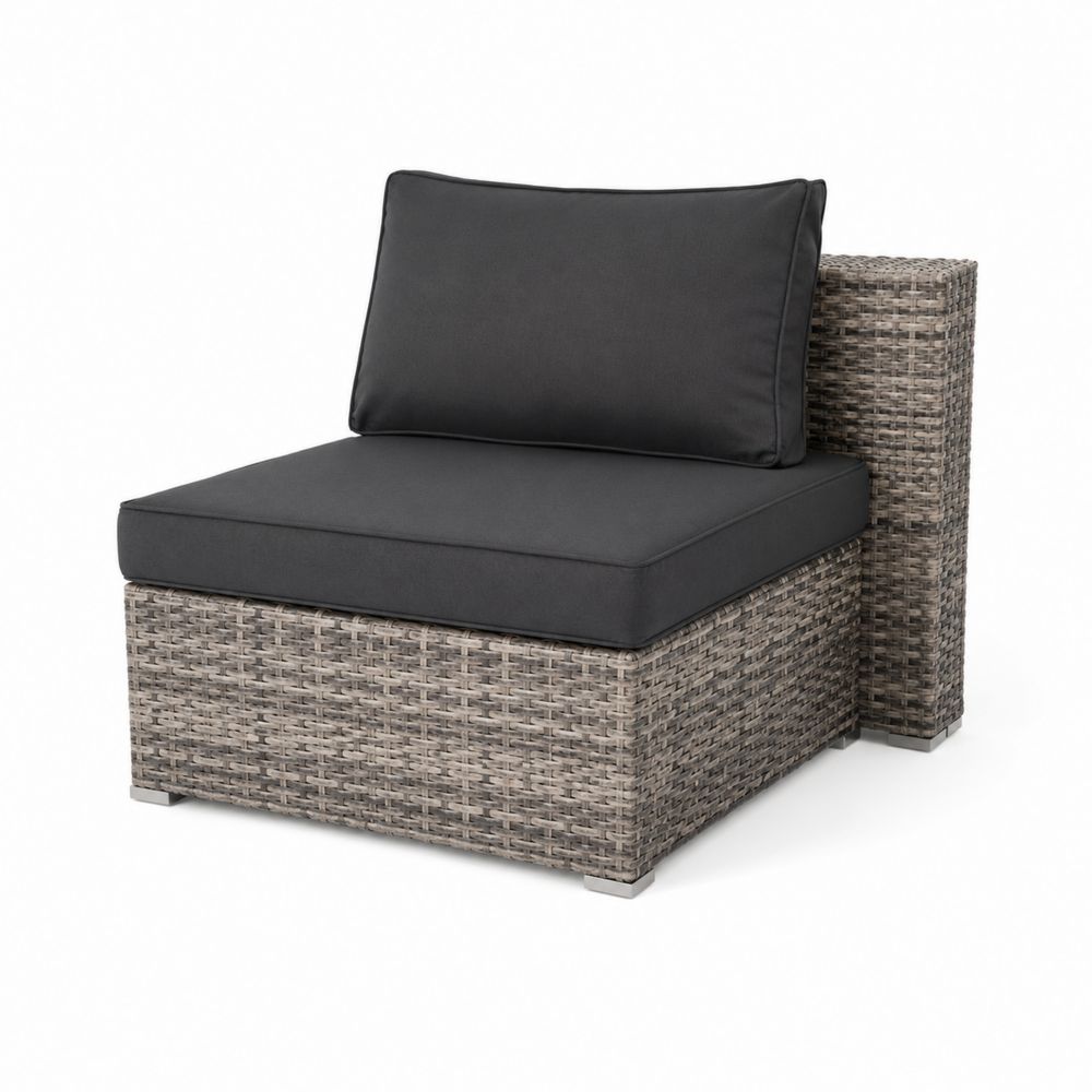 Sofá Modular para Exterior de Ratán Sintético Gris Oscuro