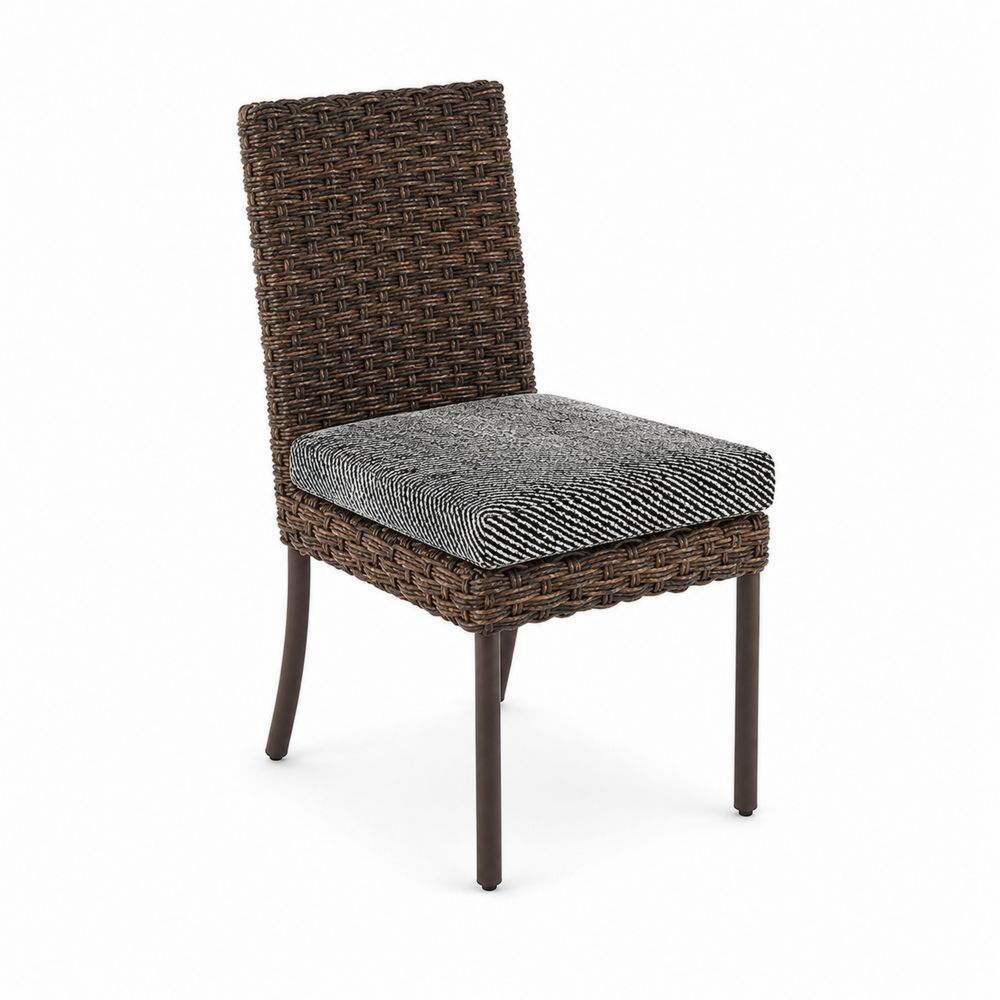 Silla de Rattán PE y Aluminio con Cojín de Tela Gris